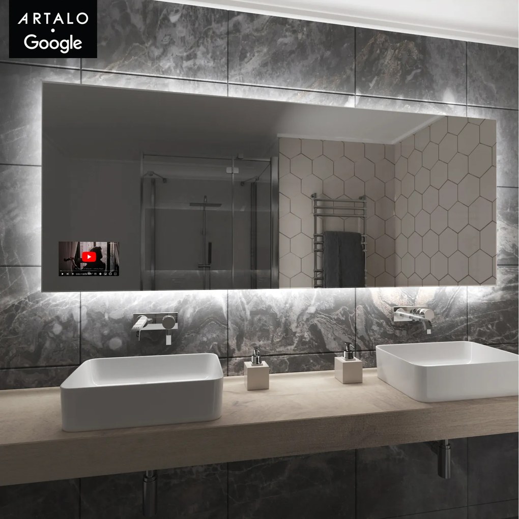 SMART LED lustro do łazienki z oświetleniem M24 + SmartScreen with Google TV