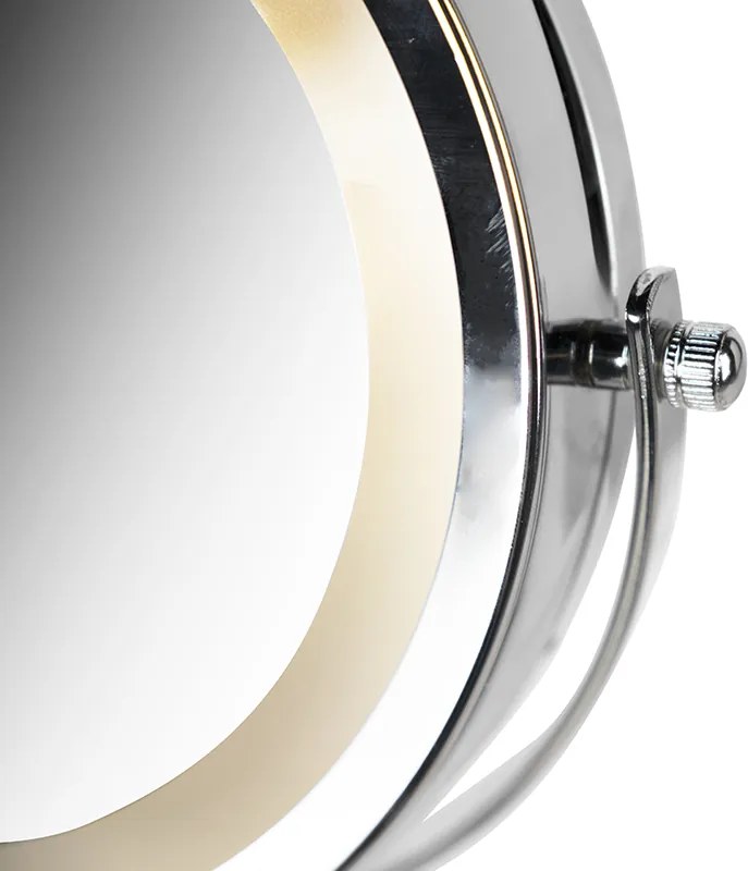 Designerskie lustro ścienne chrom z wbudowanym LED z możliwością ściemniania do ciepłego, regulowanego IP44 - Vicino