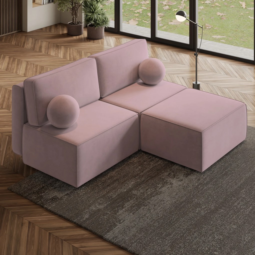 Masseno Narożnik VARNA z funkcją spania i pojemnikiem na pościel Narozniki L, Rozkładana sofa - Wrzosowy, MONOLITH 62