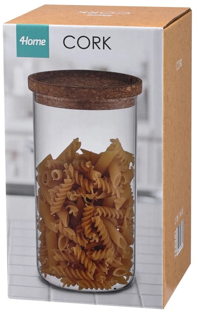 4Home Szklany pojemnik do żywności z pokrywką Cork, 1000 ml, 1000 ml