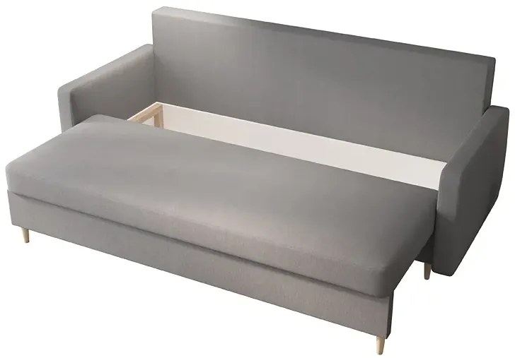 Popielata sofa rozkładana z pojemnikiem na pościel - Ahmo