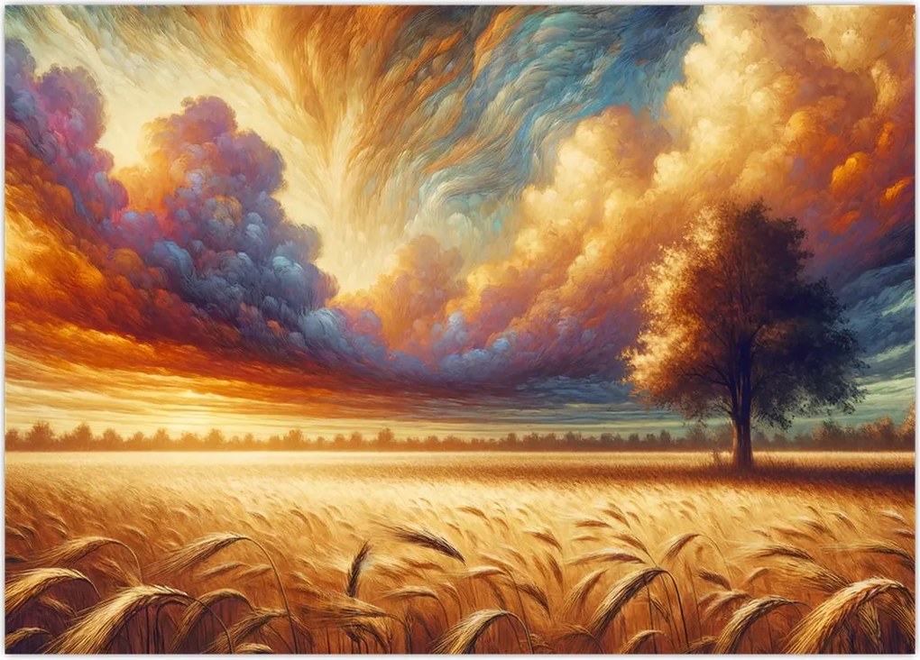 Obraz – Drzewo na polu (70x50 cm)