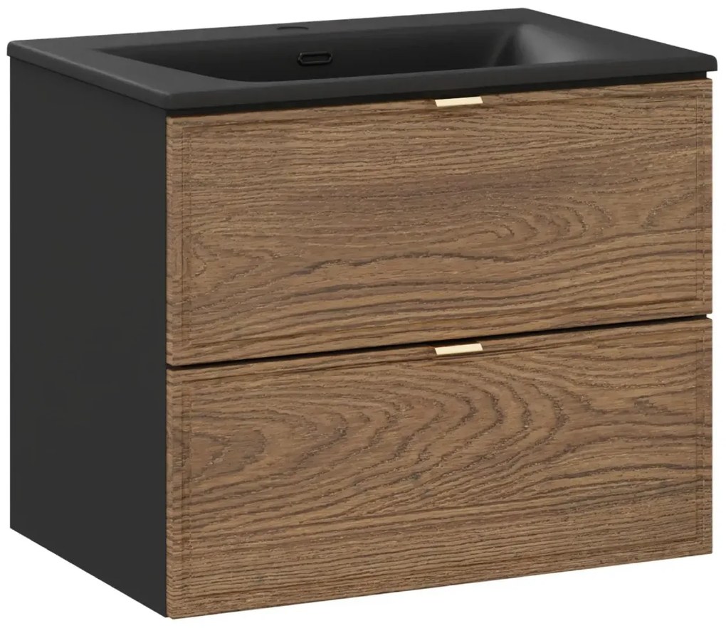 Szafka pod umywalkę TALIA CASELLA 2S 60cm dąb casella/czarny mat COMAD