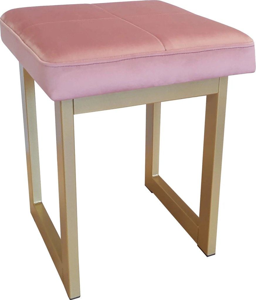 Taboret SOLID tkanina Welur stelaż metalowy STOŁEK LOFT : Kolor Stelaża - Złoty, Kolor tkaniny - VELVET - MG58, Typ tkaniny - Velvet, Wysokość - 45 cm