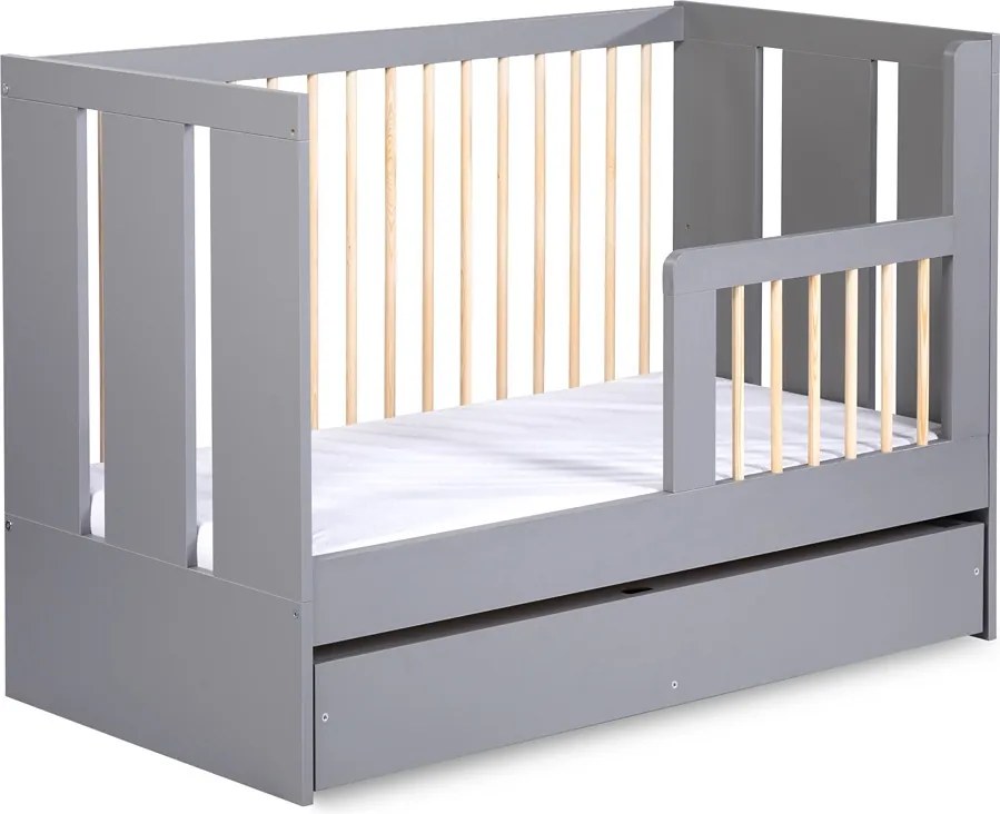 Łóżeczko dziecięce z barierką Pauline 120x60 cm, kolor grafit/sosna