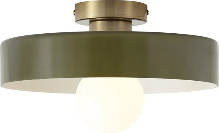 Retro lampa sufitowa brązowa z zielonym szkłem - Jina