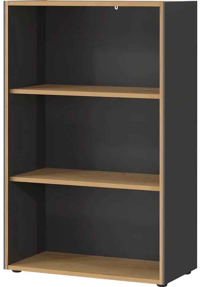Antracytowo-naturalny regał w dekorze dębu 75x120x40 cm Podium – Germania