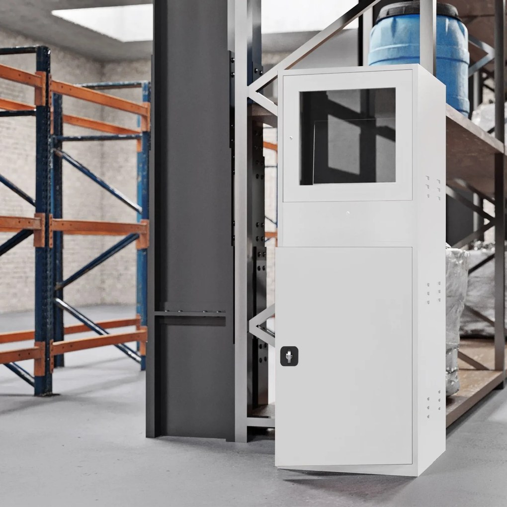 Przemysłowa szafa na komputer Steve 64x63x175 cm, szara