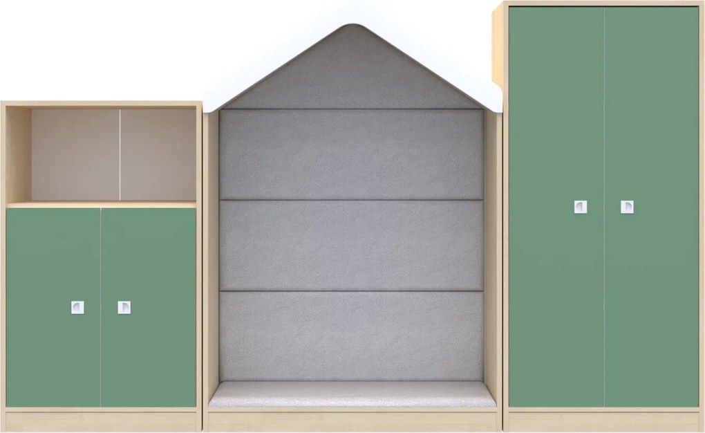 Komplet mebli do sal edukacyjnych Blox Colours 5, fronty pastelowe zielone