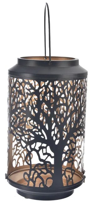 InDecor Świecznik metalowy Drzewo czarny, 15 x 15 x 23 cm, M