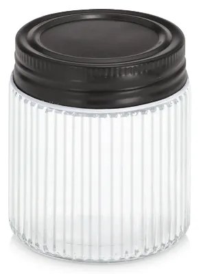 Słoik z metalową pokrywką KITCHEN ESSENTIALS, ryflowane szkło