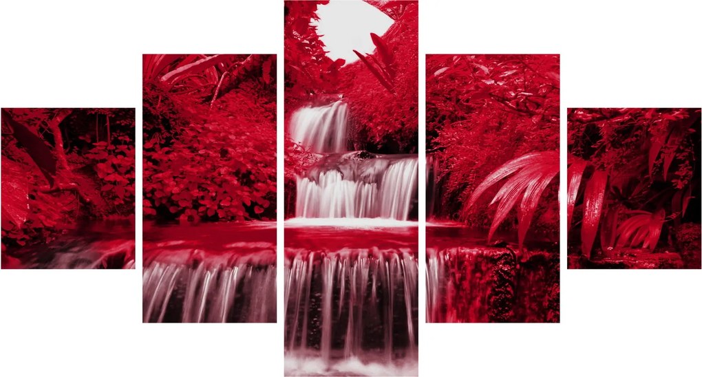 Obraz - Indonezyjskie wodospady w kolorze czerwonym (125x70 cm)