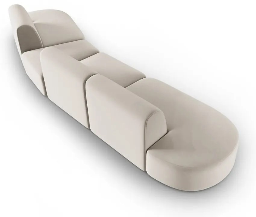 Beżowa aksamitna sofa prawostronna 428 cm Paolo – Milo Casa