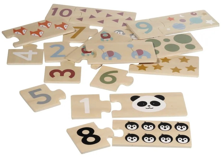 Drewniane puzzle (liczba elementów 20) Numbers – Kindsgut