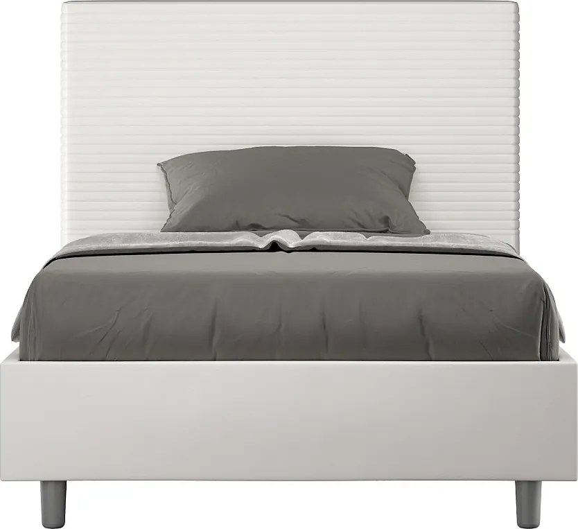 Łóżko bez stelaża tapicerowane 140x190 sztucznej skóry biały Focus