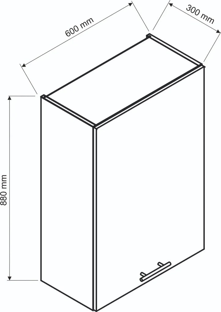 Szafka kuchenna wisząca z okapem 60 DENIS W60 SLIM/88 P/L dąb London/czarna STOLKAR