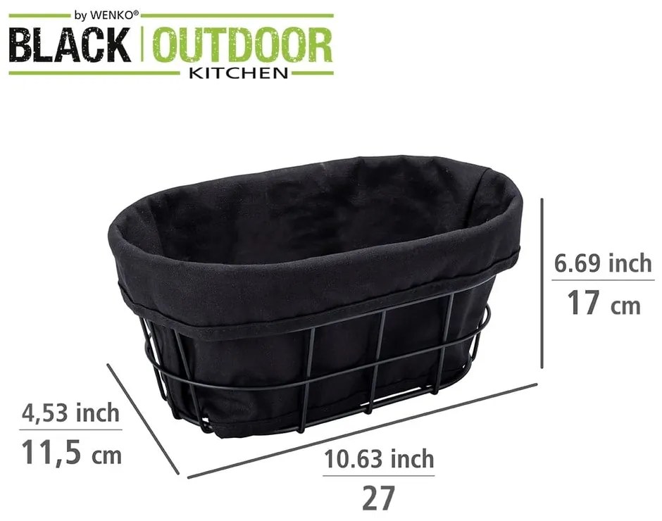 Czarny koszyk na pieczywo Wenko Black Outdoor Kitchen Bela