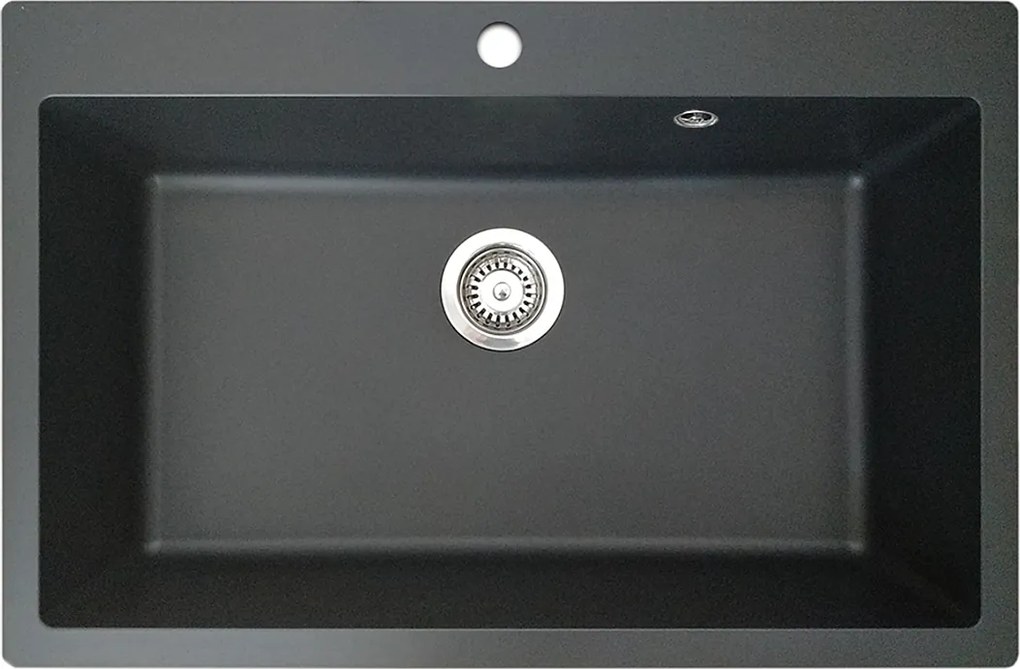 Sierra Zlewozmywak z jedną dużą komorą 76x50 z czarnej żywicy