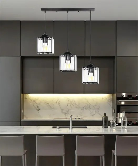 Czarna nowoczesna kryształowa lampa wisząca - 7X D193 C3-A87