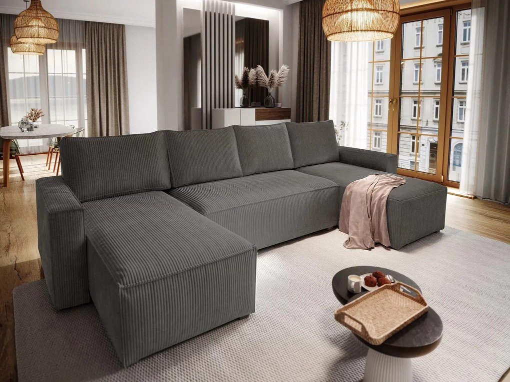 Narożnik w kształcie U SMART COSARO 295x140 cm, ciemnoszary