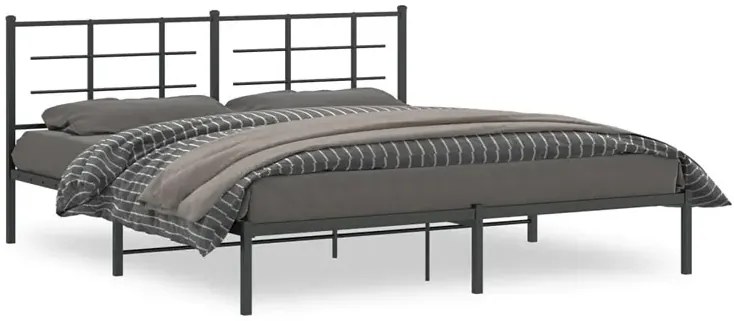 Czarne metalowe łóżko małżeńskie 180x200 cm - Laxo