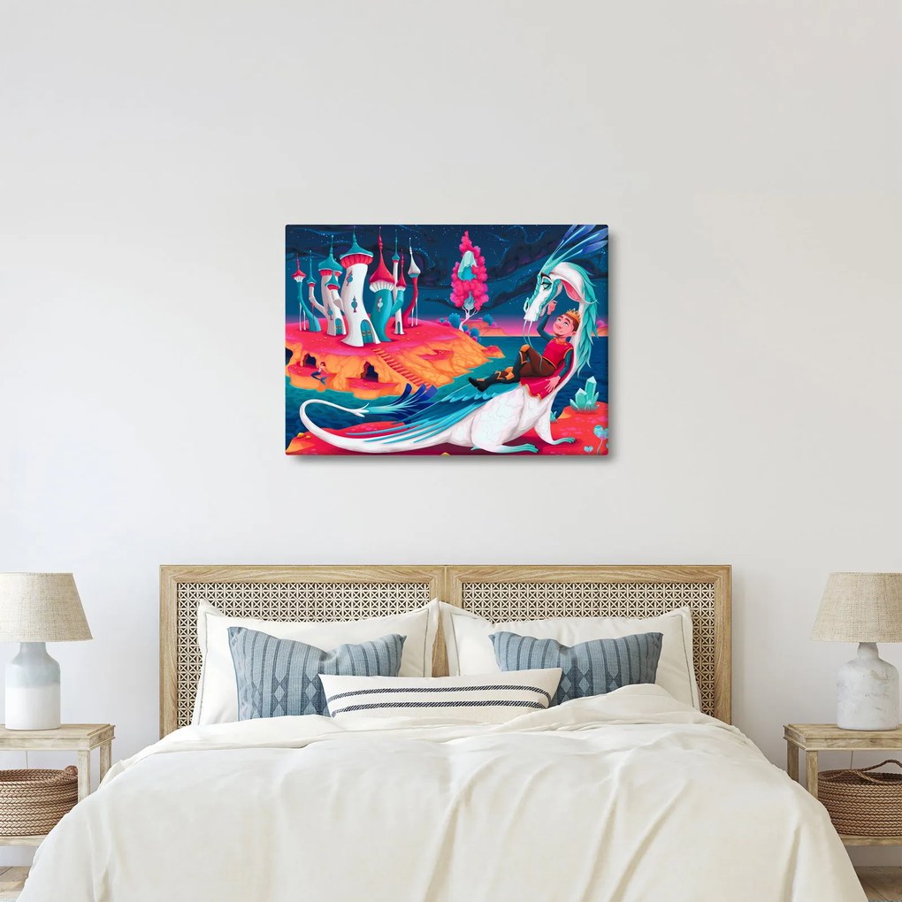 Obraz - Książę i smocza księżniczka (70x50 cm)