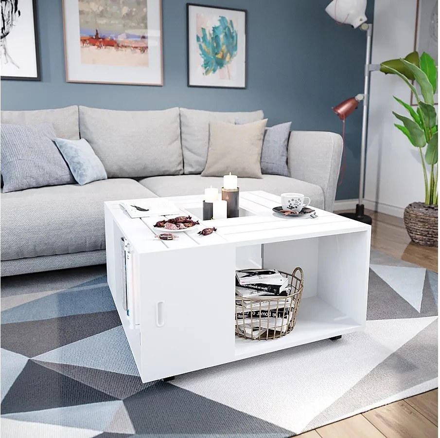 Stolik kawowy biały 80x80x43 anton