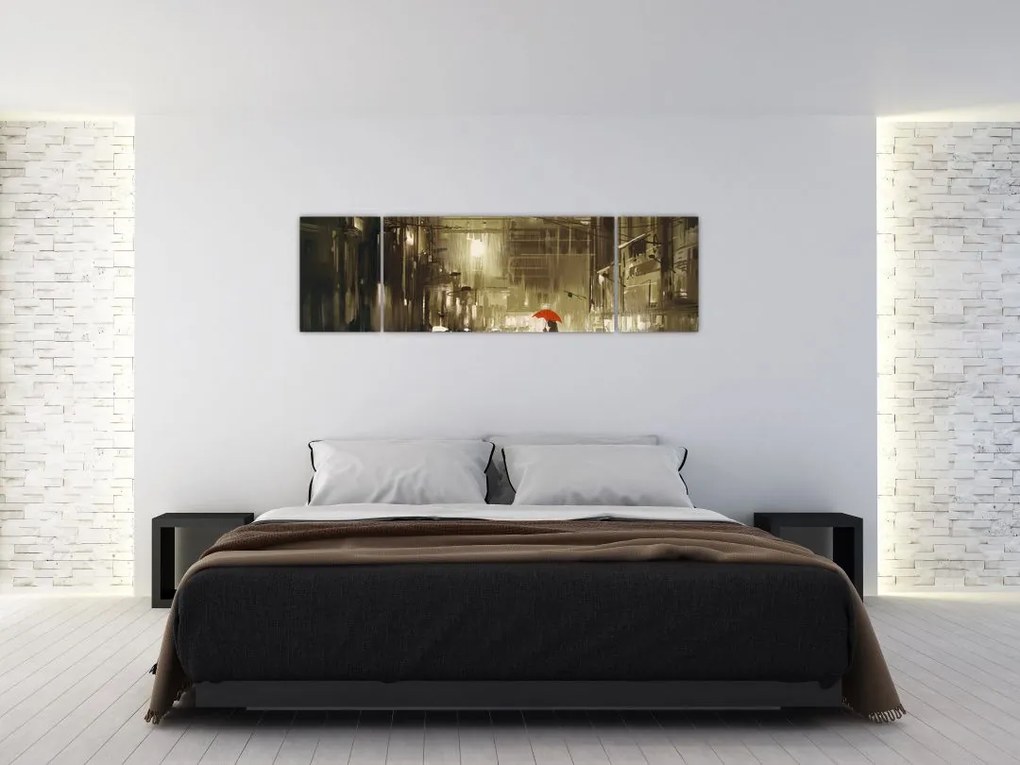 Obraz - Kobieta w deszczową noc (170x50 cm)