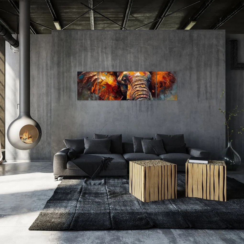 Obraz - Malowanie słonia (170x50 cm)