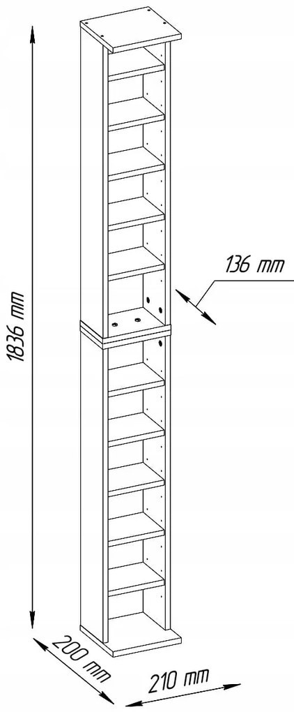 Regał na płyty CD / DVD 180 cm półki kolor czarny