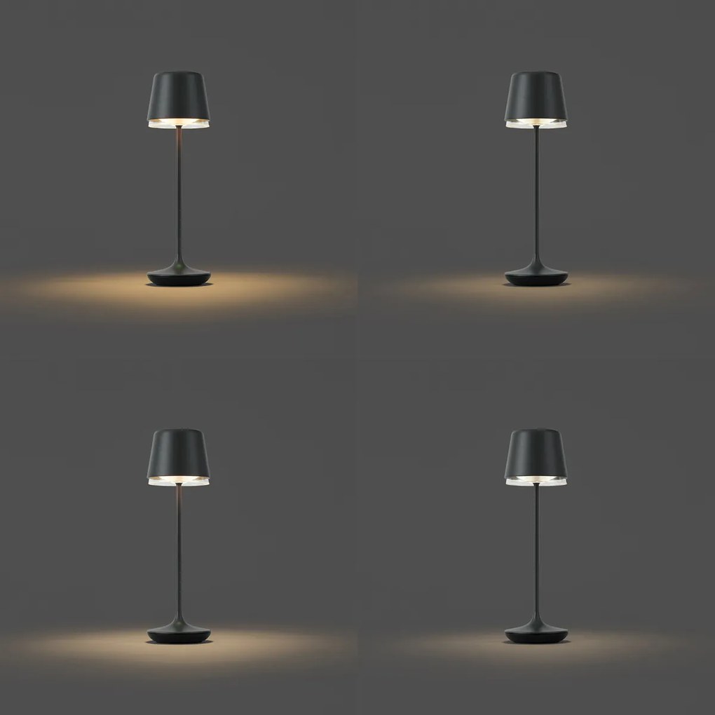 Lampa stołowa czarna z LED IP65, ładowalna ze stacją ładującą - Treble