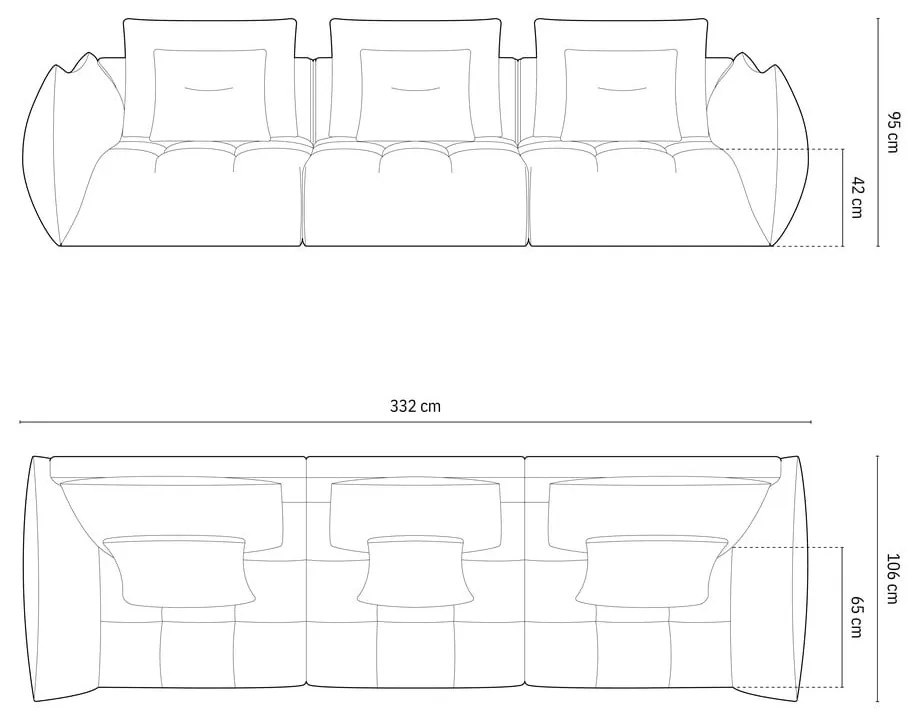 Żółta aksamitna sofa 332 cm Bloom – Micadoni