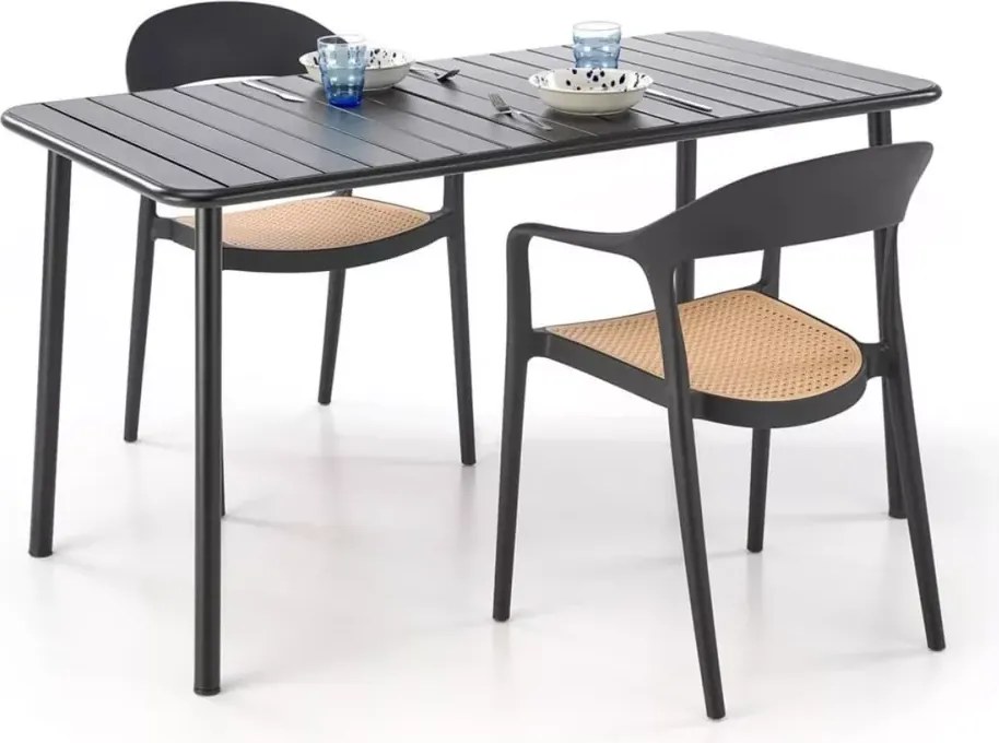 Stół ogrodowo-kawiarniany Vital – elegancki, metalowy stół z prostokątnym blatem dostępny w dwóch rozmiarach