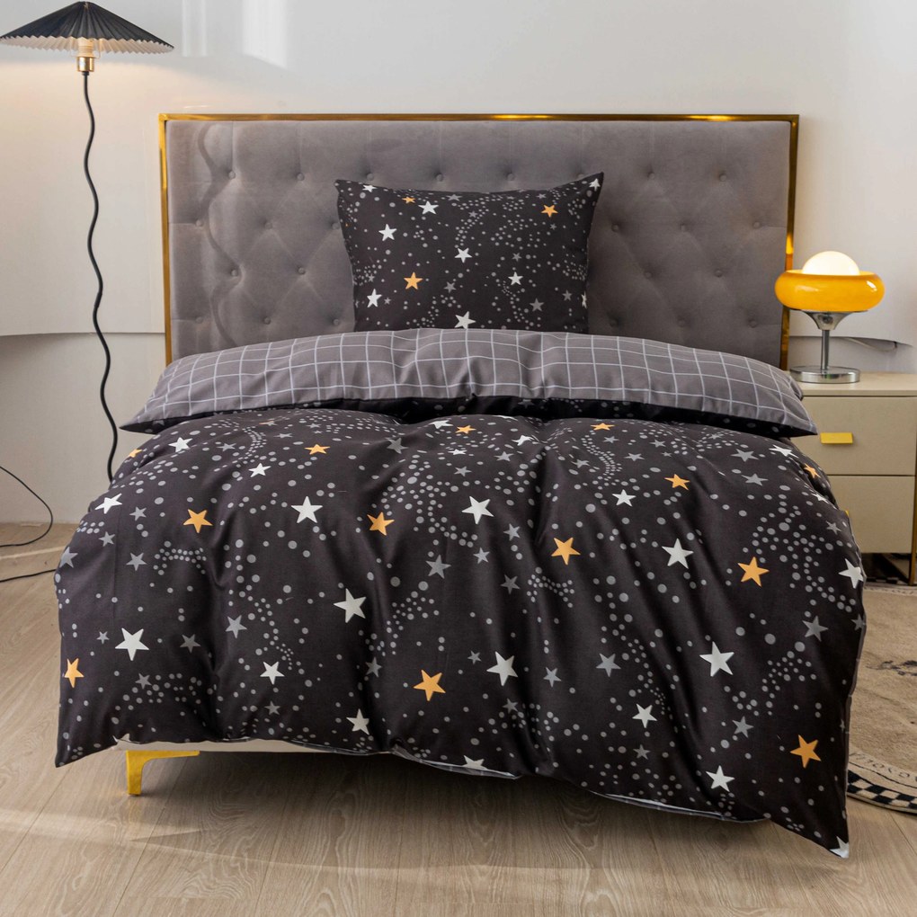 PrzytulneMieszkanie.pl PrzytulneMieszkanie.pl Flanelowa pościel z mikrofibry STELLAR ciemnoszara Rozmiar pościeli: 70 x 90 cm | 140 x 200 cm