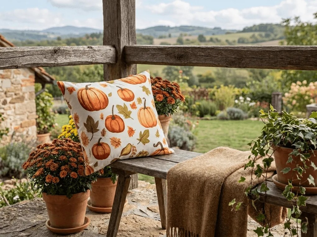 Poszewka na poduszkę z mikrofibry AUTUMN PUMPKINS 45x45 cm, kolorowy