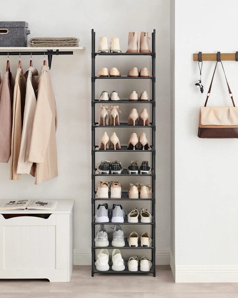 Szafka na buty z metalową ramą ORDEN, czarna