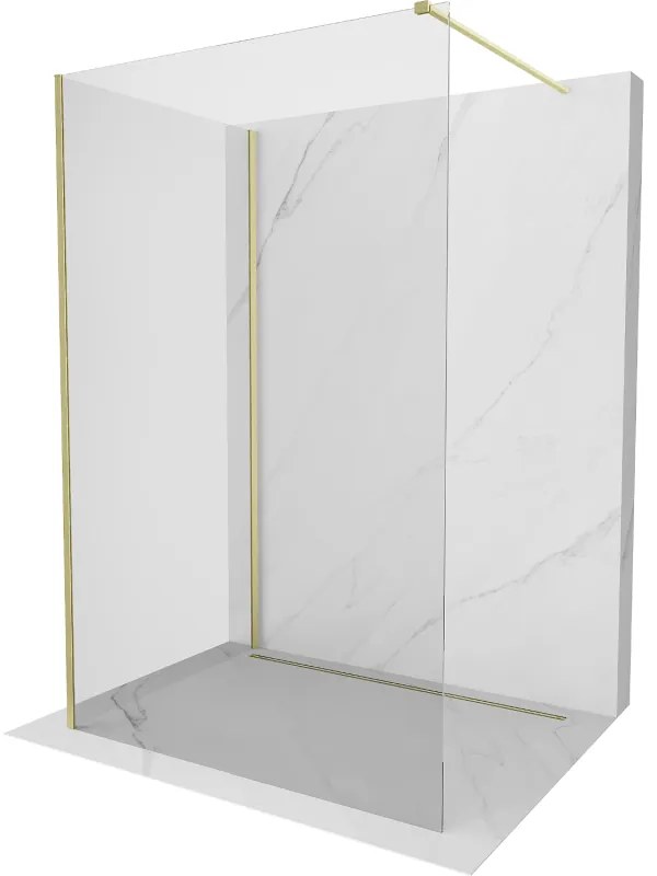 Mexen Kioto ścianka prysznicowa Walk-in 130 x 105 cm, transparent, złota szczotkowana - 800-130-212-55-00-105