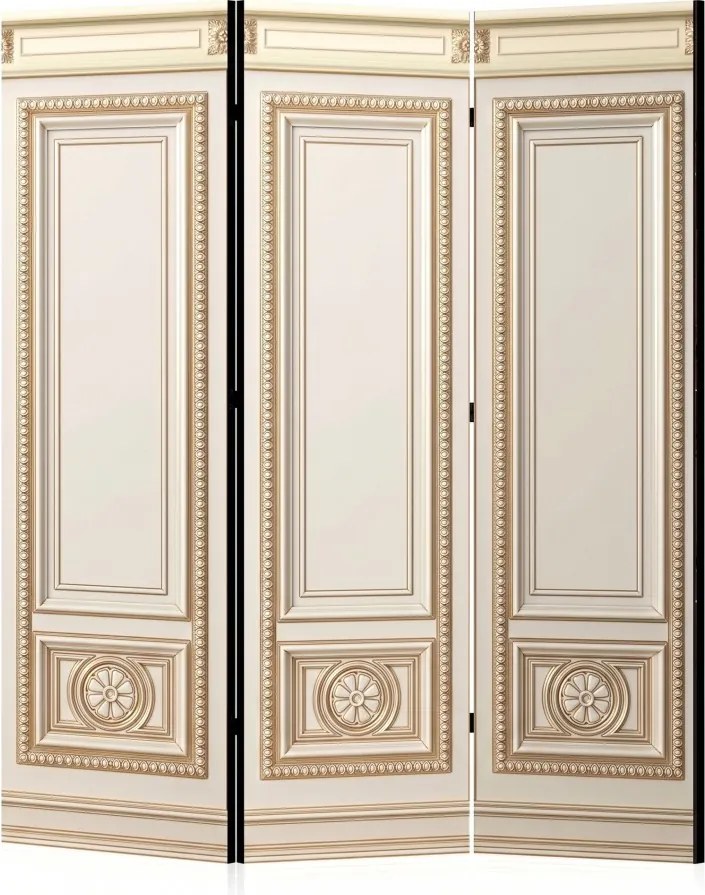 Parawan pokojowy 3-częściowy 135x172 Dwustronny dekoracyjny glamour Kremowy Pałacowa Boazeria Złoto