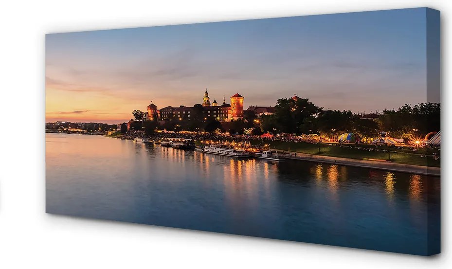 Obraz canvas na ścianę Zachód Słońca nad Zamkiem na Wawelu