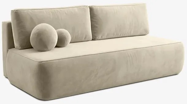 Sofa z Funkcją Spania ARVETO Kremowa Welurowa Nowoczesna