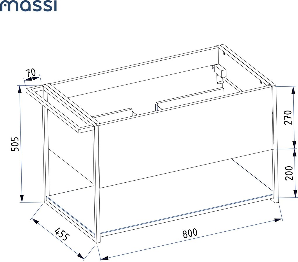 Szafka łazienkowa wisząca zielona loftowa 80 x 45 cm z umywalką z otworem VALO