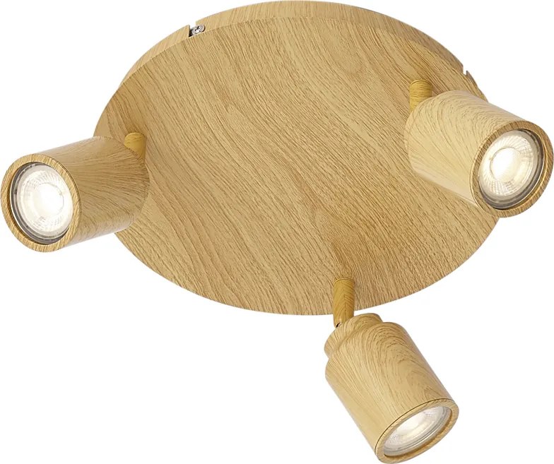 Lampa sufitowa Japandi z jasnego drewna z regulowanymi spotami 3-punktowa IP44 - Ducha