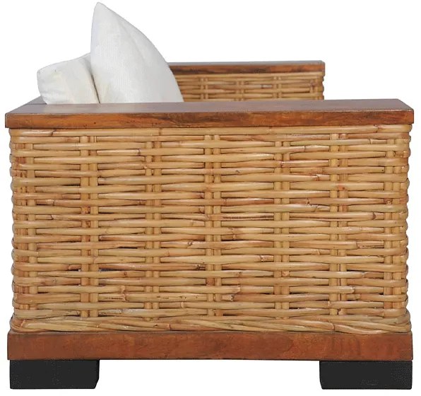 Sofa Otma 2A dwuosobowa - rattan + brąz
