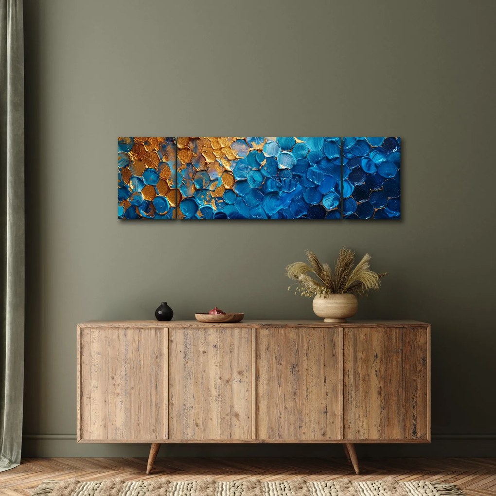 Obraz - Niebiesko-złoty obraz (170x50 cm)