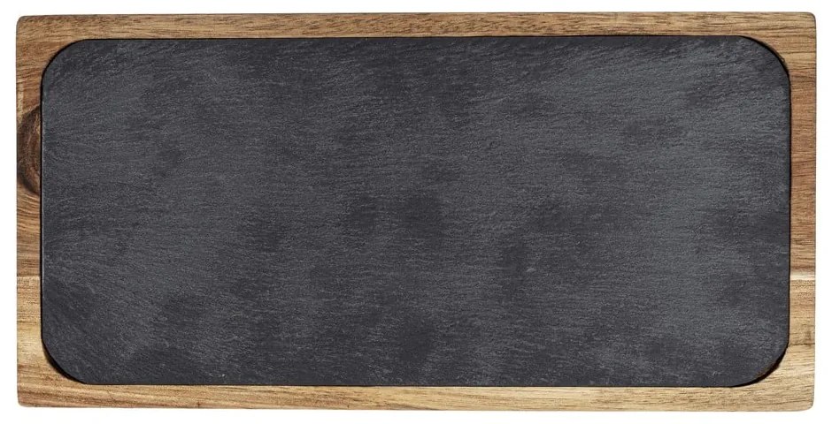 Czarno-naturalny drewniany półmisek 30x15 cm – Wenko