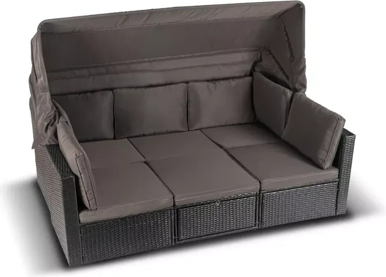 Zestaw mebli ogrodowych Evora technorattan sofa z daszkiem + 2 fotele