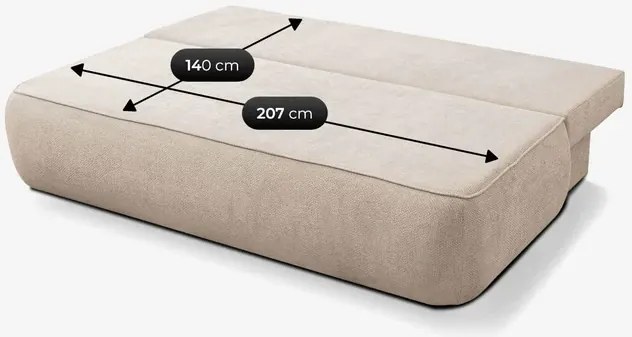Sofa z Funkcją Spania ARVETO Kremowa Szenil Nowoczesna