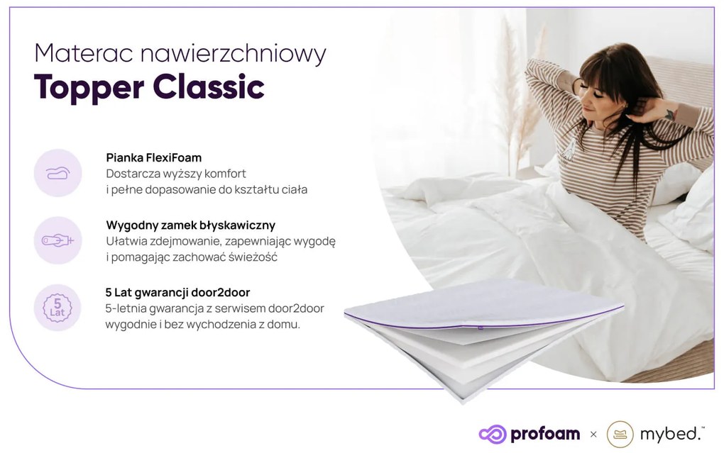 Materac nawierzchniowy topper Classic (90cm x 200cm)