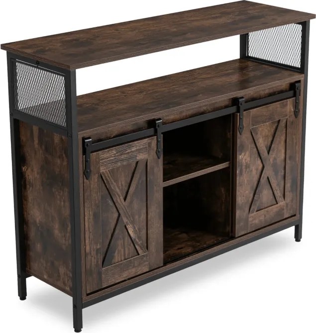 Komoda ARLO 100 cm z Półkami Dąb Rustykalny/Czarny Loftowa