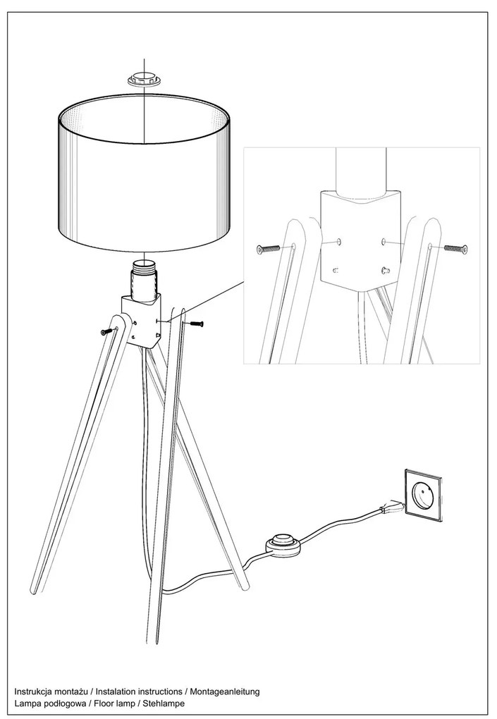 Lampa stojąca LEGNO 1 naturalne drewno/biała SOLLUX  LIGHTING